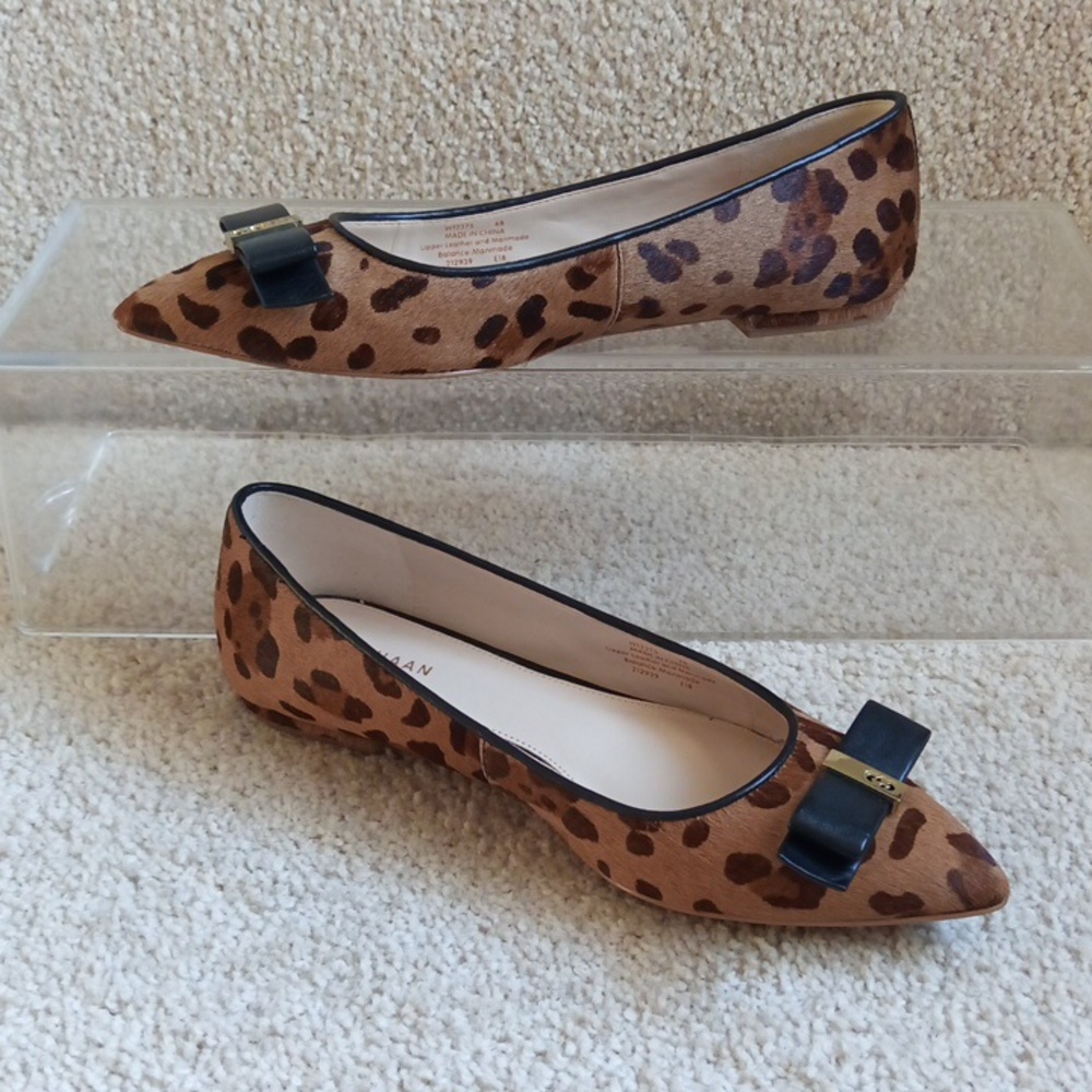 Like New Cole Haan Leather & Fur Upper with Leopard Print Flats - Picture 5 of 15